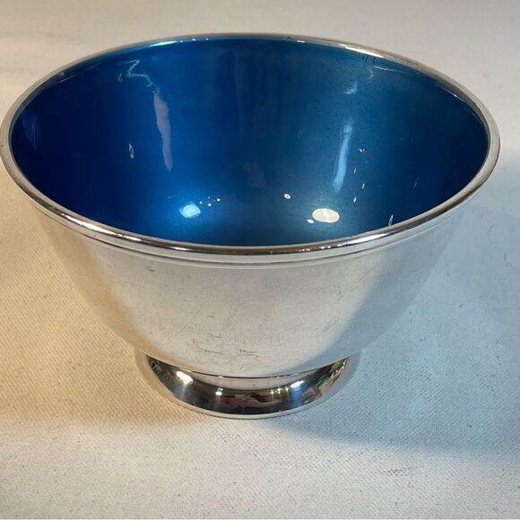 Towle Silver Plated Rich Blue Enamel Bowl 5" EP 5001 Mid 20th Century - Picture 3 of 16
